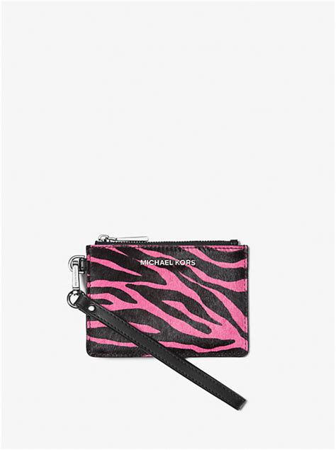 Zebra Print Calf Hair Coin Purse .